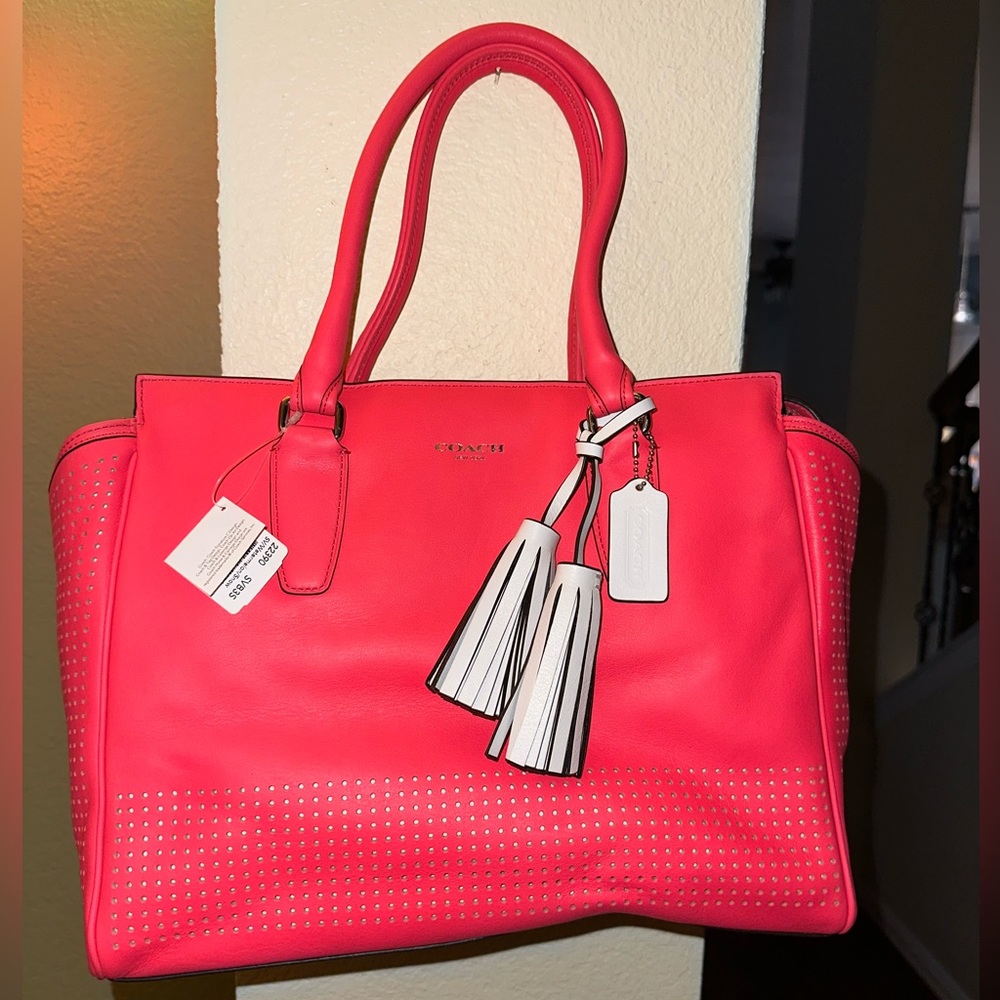 Coach Legacy Leather Perforated Medium Watermelon w/Snow 22390